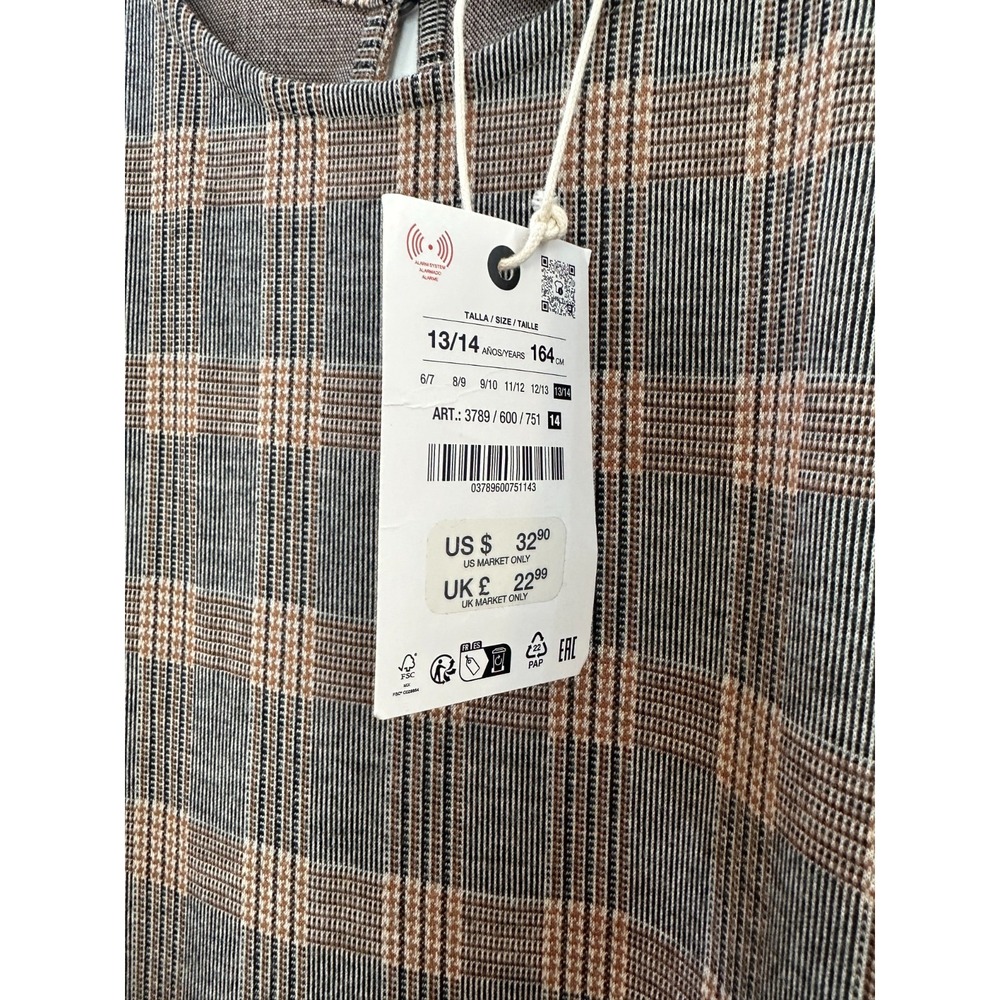 NWT Zara Kids Plaid Drop Waist Sleeveless Dress Girls 13 / 14 School Preppy - Picture 10 of 14